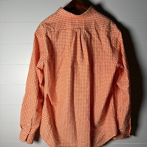 Ralph Lauren Custom Fit Sz XL Long Sleeve Shirt Orange White Check - Picture 3 of 6